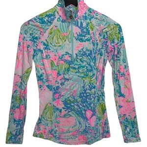 Lilly Pulitzer Luxletic Justine Half Zip Pullover Fished My Wish Top Size XXS